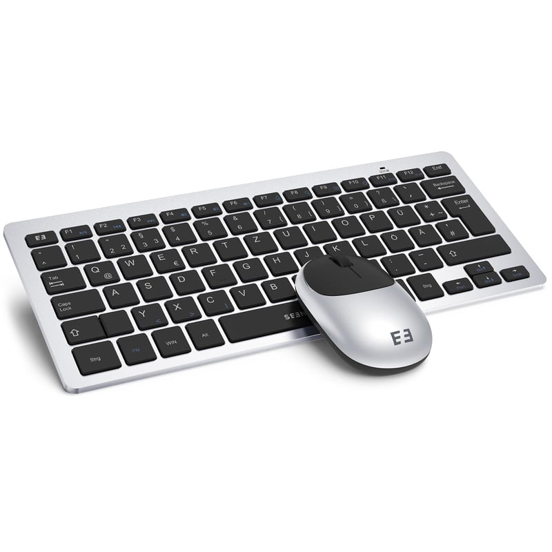 seenda Bežična Tipkovnica i Miš Set, Kompaktna 70% QWERTZ Razmještaj Ultratanka Mini Tipkovnica, s USB Prijemnikom, PC/Laptop/