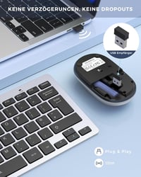 seenda Vezeték Nélküli Billentyűzet és Egér Szett, Kompakt 70% QWERTZ Kiosztású Ultravékony Mini Billentyűzet, USB Vevőegységgel, PC/Laptop/ 2