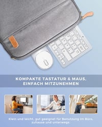 seenda Vezeték Nélküli Billentyűzet és Egér Szett, Kompakt 70% QWERTZ Kiosztás, PC/Laptop/TV Kompatibilis, Ultravékony Dizájn, Fehér-Ezüst 7