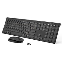 Bezdrôtová klávesnica a myš seenda - Viacnásobné pripojenie (2,4 GHz + BT1 + BT2), Nabíjateľná, Tenká, AZERTY rozloženie, PC 1