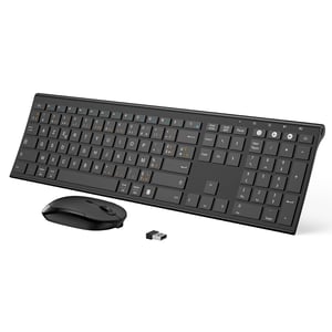 seenda Bežična tipkovnica i miš - Višestruko povezivanje (2.4GHz + BT1 + BT2), Punjivi, Tanki dizajn, AZERTY raspored tipki, PC