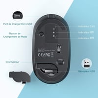 seenda Vezeték Nélküli Billentyűzet és Egér Szett - Többeszközös Csatlakozás (2.4GHz + BT1 + BT2), Újratölthető, Vékony, AZERTY Kiosztás, PC 5