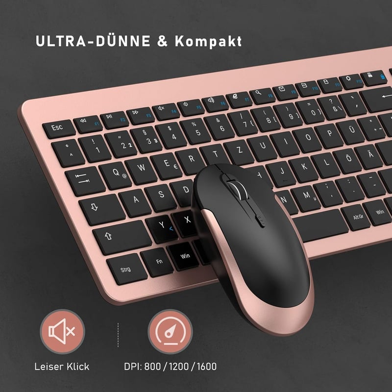 Seenda Vezeték nélküli Billentyűzet és Egér Szett, Ultravékony, Csendes, Ergonomikus, Porálló