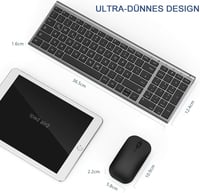 seenda Vezeték Nélküli Billentyűzet és Egér Szett - Ultravékony, Újratölthető, Szürke, 2.4GHz USB, Laptop és Asztali PC Kompatibilis 3
