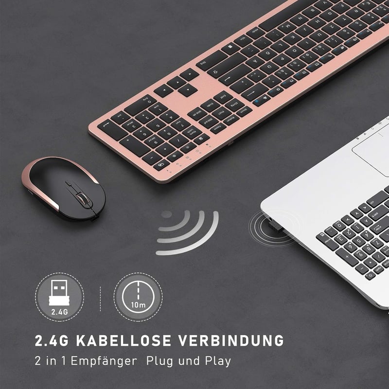 Seenda Vezeték nélküli Billentyűzet és Egér Szett, Ultravékony, Csendes, Ergonomikus, Porálló
