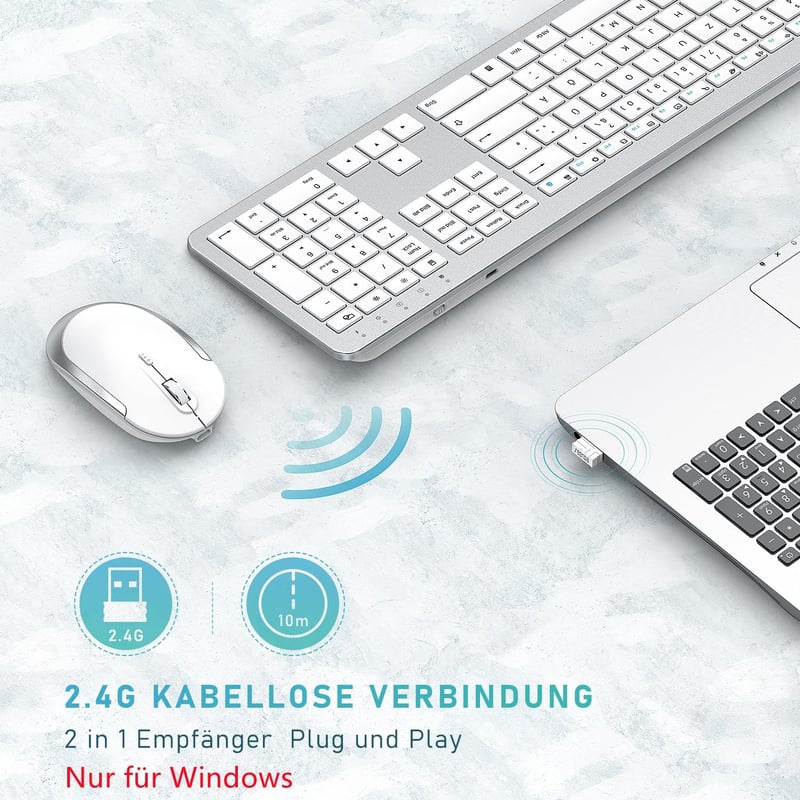 Seenda Vezeték nélküli Billentyűzet és Egér Szett, Ultravékony, Csendes, Ergonomikus