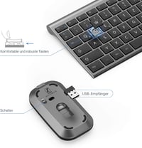 seenda Vezeték Nélküli Billentyűzet és Egér Szett - Ultravékony, Újratölthető, Szürke, 2.4GHz USB, Laptop és Asztali PC Kompatibilis 4
