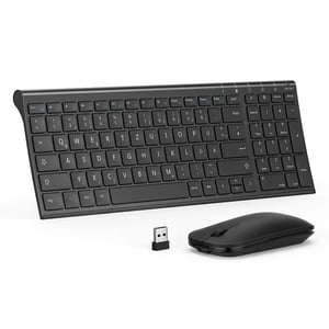 seenda Bežična Tipkovnica i Miš Komplet - Ultra Tanki, Prijenosni, Punjivi, Crni, Kompatibilan s PC/Laptop/Smart TV