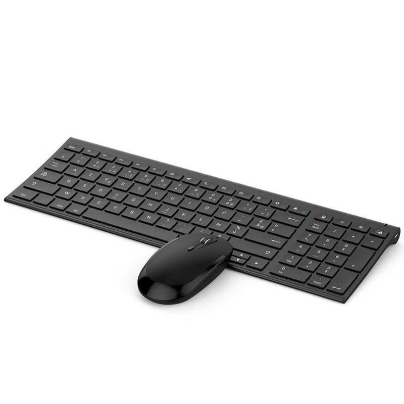 Seenda bežična tipkovnica i miš set za Windows - Punjivi, s USB prijemnikom, multimedijskim tipkama, AZERTY raspored