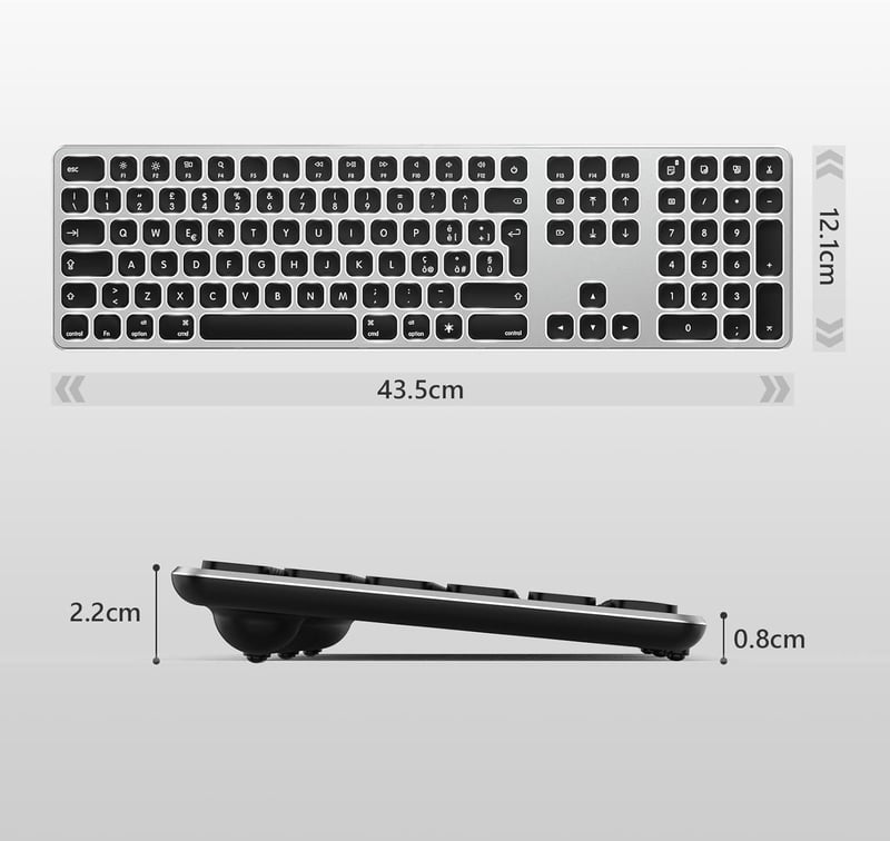 seenda Vezeték Nélküli Billentyűzet Mac-hez - Háttérvilágítás, USB és Type-C Vevőegység, AZERTY Francia Kiosztás, Újratölthető, Apple iMac/M