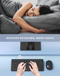 seenda Vezeték Nélküli Mini Billentyűzet és Egér Szett - Kompakt, Hordozható, USB Vevővel, PC/Laptop/Smart TV Kompatibilis, QWERTZ Kiosztás, 6