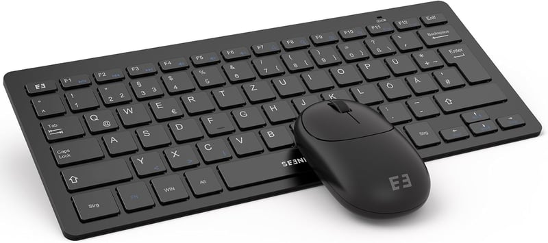 seenda Vezeték Nélküli Mini Billentyűzet és Egér Szett - Kompakt, Hordozható, USB Vevővel, PC/Laptop/Smart TV Kompatibilis, QWERTZ Kiosztás,