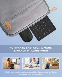 seenda Vezeték Nélküli Mini Billentyűzet és Egér Szett - Kompakt, Hordozható, USB Vevővel, PC/Laptop/Smart TV Kompatibilis, QWERTZ Kiosztás, 7