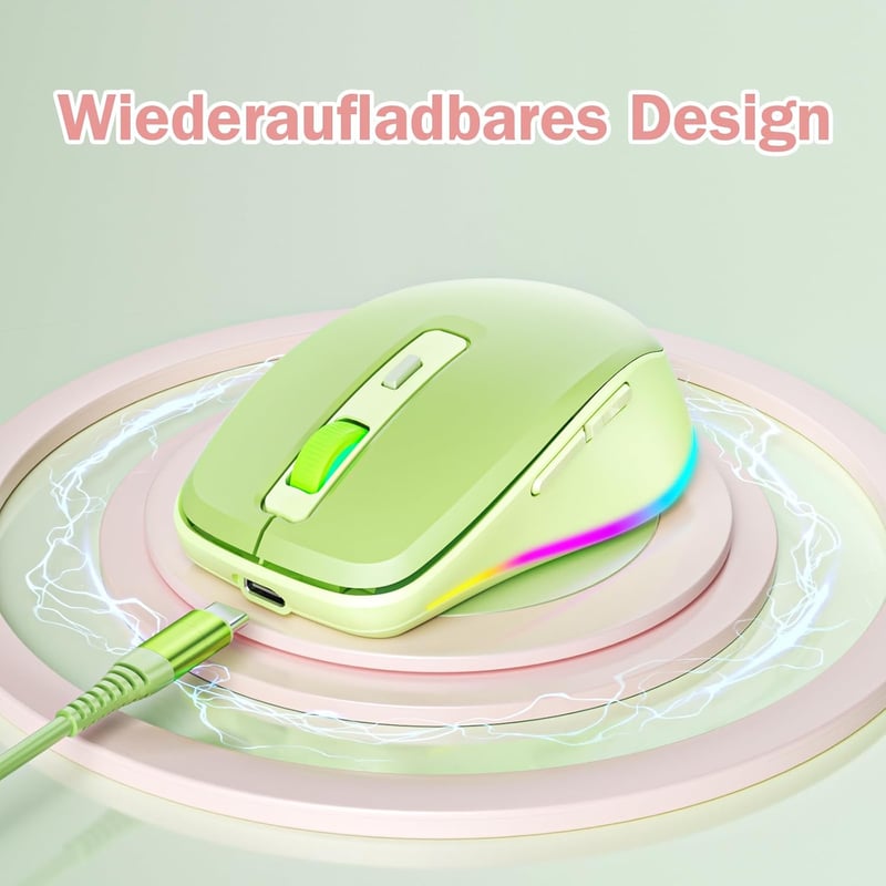 Seenda Vezeték Nélküli USB C Egér Jiggler Funkcióval - Újratölthető, Kettős Vevőegységgel, MacBook, Windows, Android Kompatibilis - Zöld