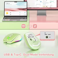Seenda Vezeték Nélküli USB C Egér Jiggler Funkcióval - Újratölthető, Kettős Vevőegységgel, MacBook, Windows, Android Kompatibilis - Zöld 2
