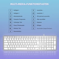 seenda Vezetékes Mac Billentyűzet, Kábellel és Type C/USB Porttal, Német QWERTZ Layout, Kizárólag Mac OS/iOS Rendszerekhez, Ezüst-Fehér 5