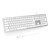 seenda Vezetékes Mac Billentyűzet, Kábellel és Type C/USB Porttal, Német QWERTZ Layout, Kizárólag Mac OS/iOS Rendszerekhez, Ezüst-Fehér 1