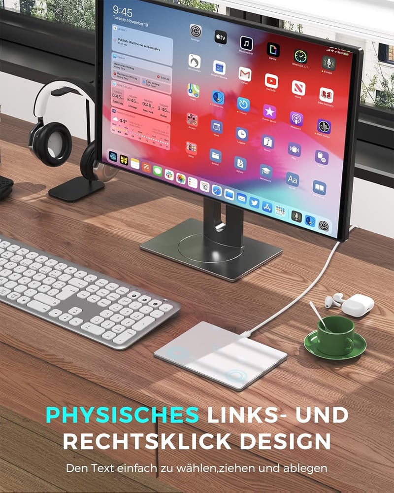 seenda Vezetékes Touchpad PC-hez, Edzett Üveg Felülettel és Alumínium Alappal, Nagy Pontosságú Navigáció, Külső Érintőpad Windows 10/11 Rend