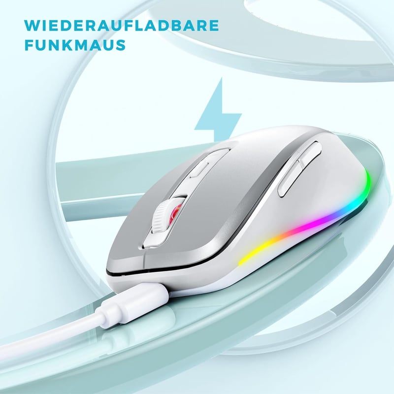 seenda Wireless LED egér töltővel, csendes 2.4G USB, 2000 DPI, PC/Laptop/Mac