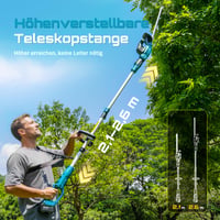 Seesii 20V Teleszkópos Akkus Sövényvágó, 2 az 1-ben Design, 53 cm-es Kétoldalas Penge 4