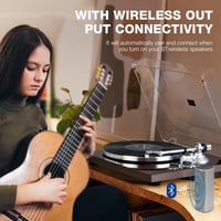 SeeYing Bluetooth Lemezjátszó Szíjhajtású Bakelit Zenelejátszó 33/45 RPM Phono Előerősítővel és Mágneses Hangszedővel 5