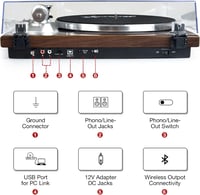 SeeYing Bluetooth Lemezjátszó Szíjhajtású Bakelit Zenelejátszó 33/45 RPM Phono Előerősítővel és Mágneses Hangszedővel 4