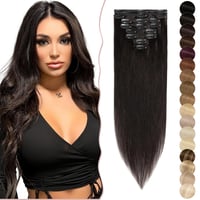 SEGO Clip-In Valódi Hajhosszabbítás 8 Darabos Szett, 40 cm, Természetes Fekete 1