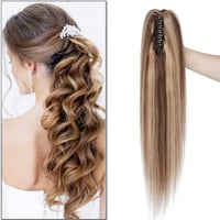 SEGO Remy valódi hajból készült lófarok extension, klip-in - fehéresbarna/világosszőke (#12p613) - 35 cm 1