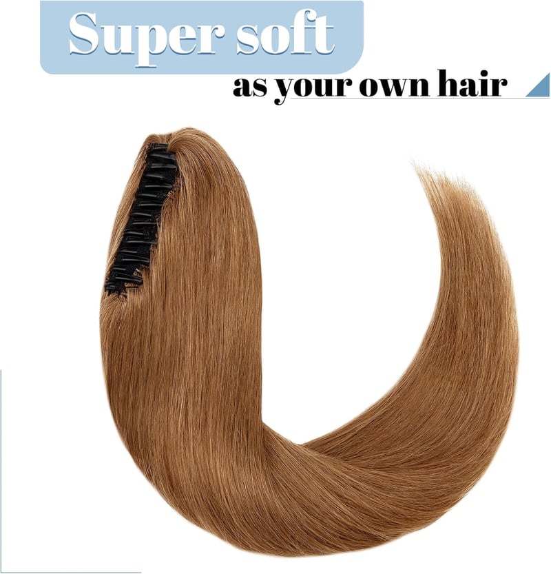 SEGO Valódi Hajból Készült Lófarok Kiterjesztés Clip-In 35cm Világosbarna #6 105g