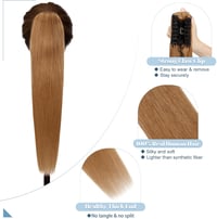 SEGO Valódi Hajból Készült Lófarok Kiterjesztés Clip-In 35cm Világosbarna #6 105g 3