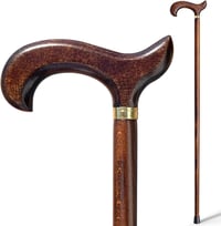 Segorbina de Bastones Bükkfa Sétabot Derby Fogantyúval - Sötétbarna, Arany Díszítéssel, Gumi Véggel, 100 kg Teherbírás, Választható Méret A - dark brown 1