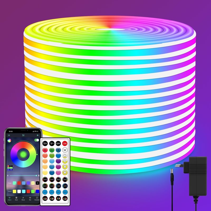 Segrass RGB LED Neon szalag 15m, 24V, vízálló, app vezérlés - 15 m
