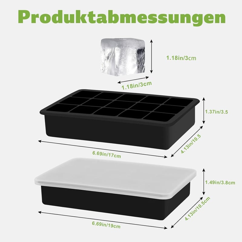 Seifenprofis szilikon jégkocka forma 2 db fedéllel, BPA-mentes, 500 ml, halmozható