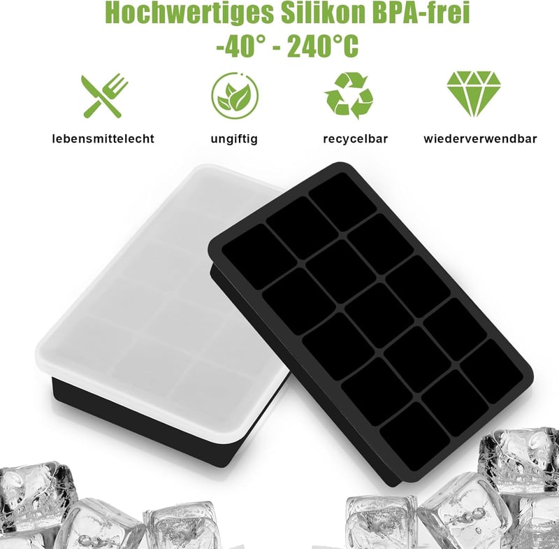Seifenprofis szilikon jégkocka forma 2 db fedéllel, BPA-mentes, 500 ml, halmozható