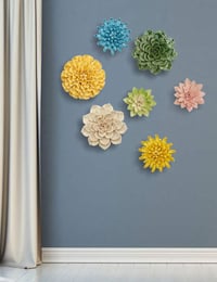 Decor de perete SEINHIJO cu floare ceramică 3D - galben - 19 cm 7