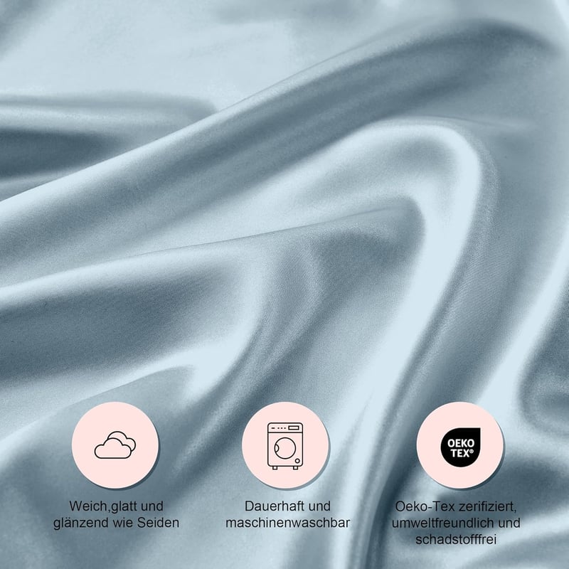 Seiwohl 2db Selyem Párnahuzat 40x80cm Smalt Kék Hajápoló Satin Pillowcase