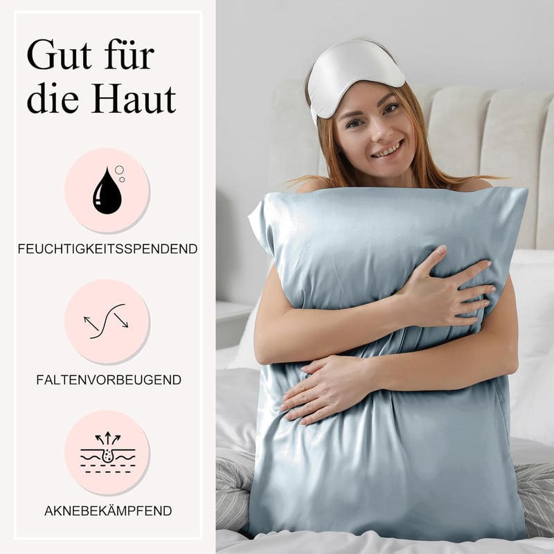 Seiwohl 2db Selyem Párnahuzat 40x80cm Smalt Kék Hajápoló Satin Pillowcase