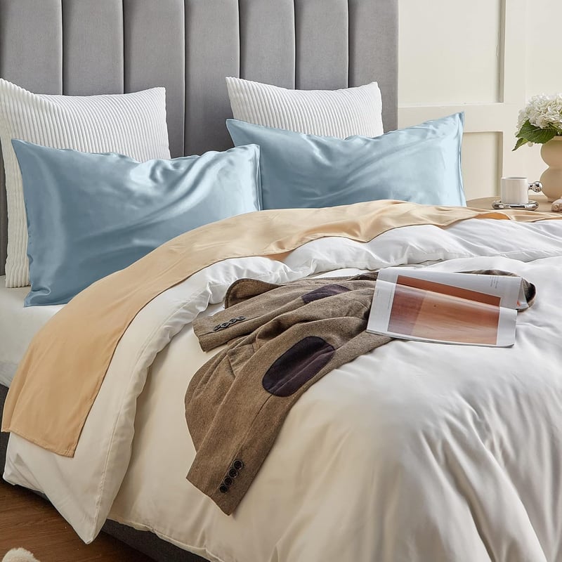 Seiwohl 2db Selyem Párnahuzat 40x80cm Smalt Kék Hajápoló Satin Pillowcase