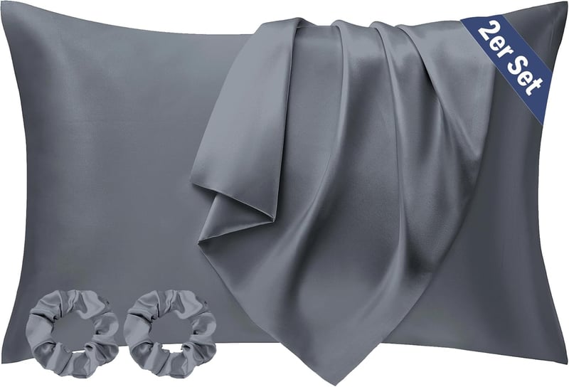 Seiwohl 2db szatén párnahuzat 40x80cm sötétszürke selyem hajápolás