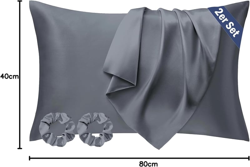 Seiwohl 2db szatén párnahuzat 40x80cm sötétszürke selyem hajápolás