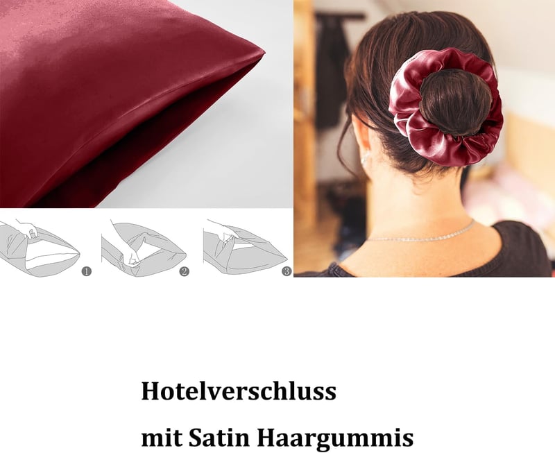 Seiwohl Selyem Párnahuzat 40x80 cm, 2 db, Bordó, Hajápoló Szatén Huzat