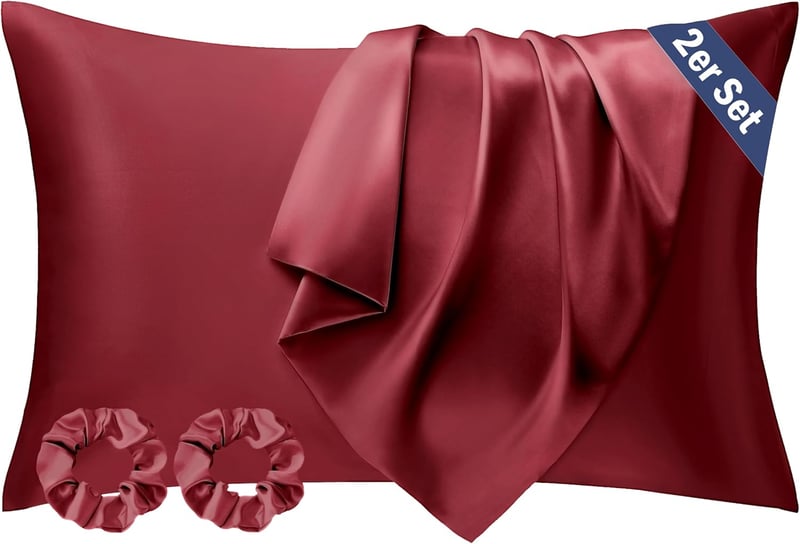 Seiwohl Selyem Párnahuzat 40x80 cm, 2 db, Bordó, Hajápoló Szatén Huzat