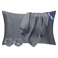 Saténová obliečka na vankúš Seiwohl 2 ks – tmavosivá – 40x80 cm 1