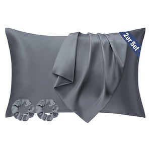 Seiwohl szatén párnahuzat 2 db - sötétszürke - 40x80 cm