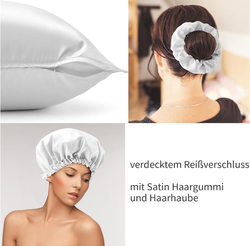 Seiwohl 4 az 1-ben szett: 2x szatén párnahuzat 80x80 cm + hajgumi + hajsapka