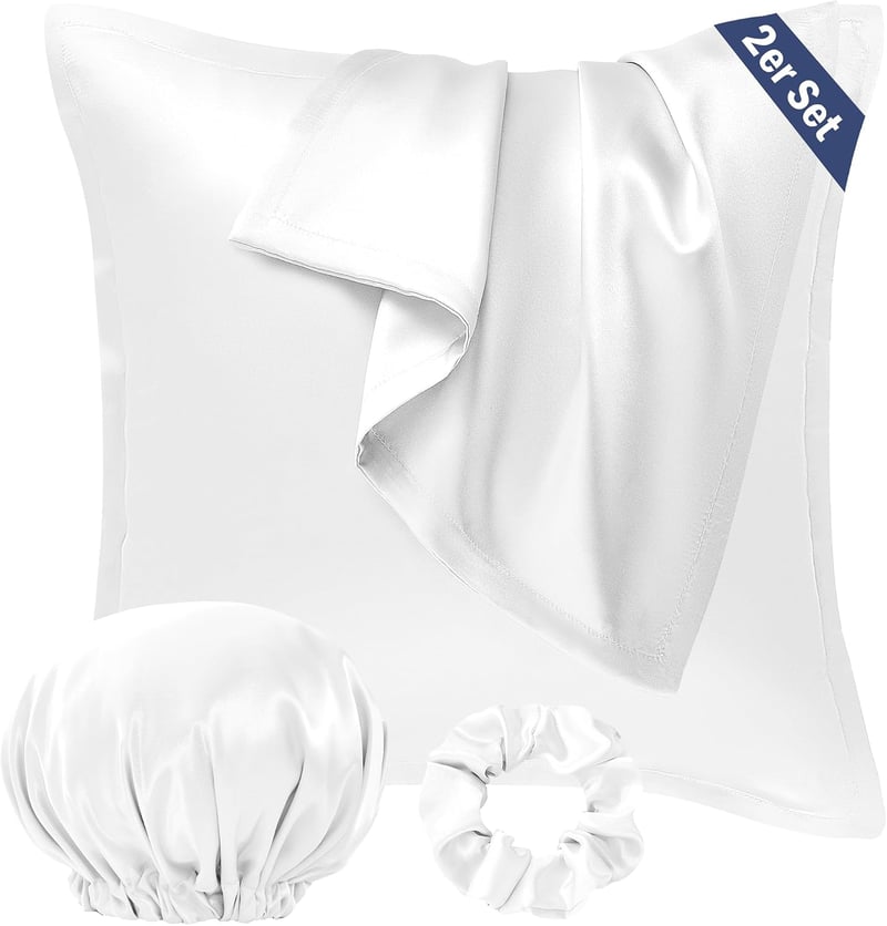 Seiwohl 4 az 1-ben szett: 2x szatén párnahuzat 80x80 cm + hajgumi + hajsapka