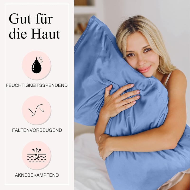 Seiwohl Szatén Párnahuzat 40x80cm 2db Hajápolás Bőrápolás Kék