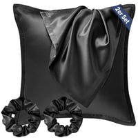 Saténová obliečka na vankúš Seiwohl so scrunchie gumičkou - 80x80 cm - čierna - 2 ks 2