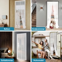 Sekey 110x210 cm magnetická sieťka proti hmyzu na dvere, pre drevené, železné a hliníkové dvere, na balkón, montáž bez vŕtania, biela 8