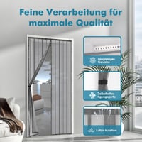 Magnetická sieťka na dvere Sekey 140x240 cm, vhodná na drevené, železné a hliníkové dvere, montáž bez vŕtania, sivá 3